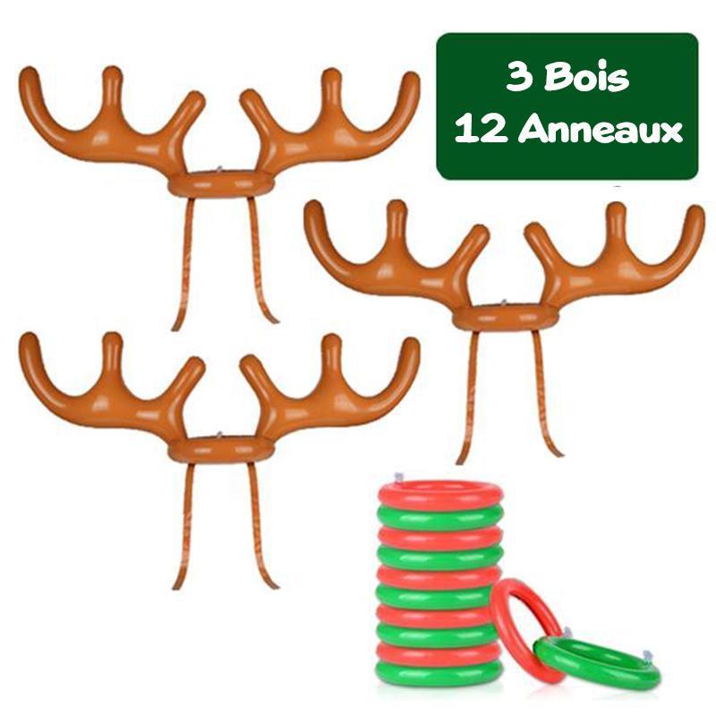 Jeu de Lancer d'Anneaux en Bois de Renne de Noël