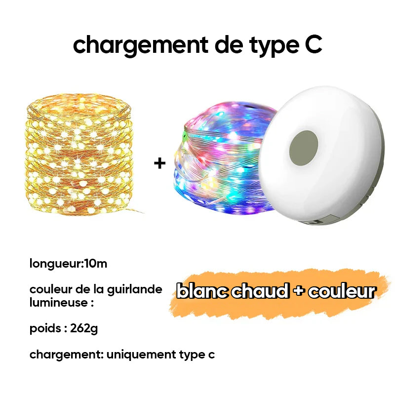 Guirlande lumineuse escamotable portative imperméable extérieure