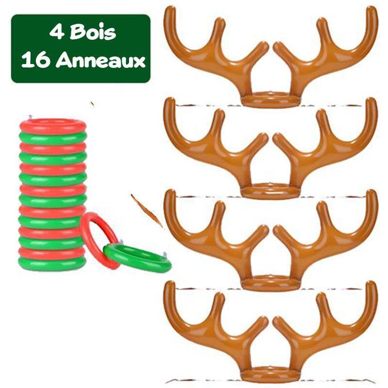 Jeu de Lancer d'Anneaux en Bois de Renne de Noël