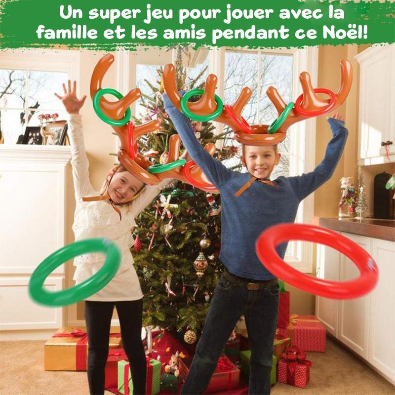 Jeu de Lancer d'Anneaux en Bois de Renne de Noël