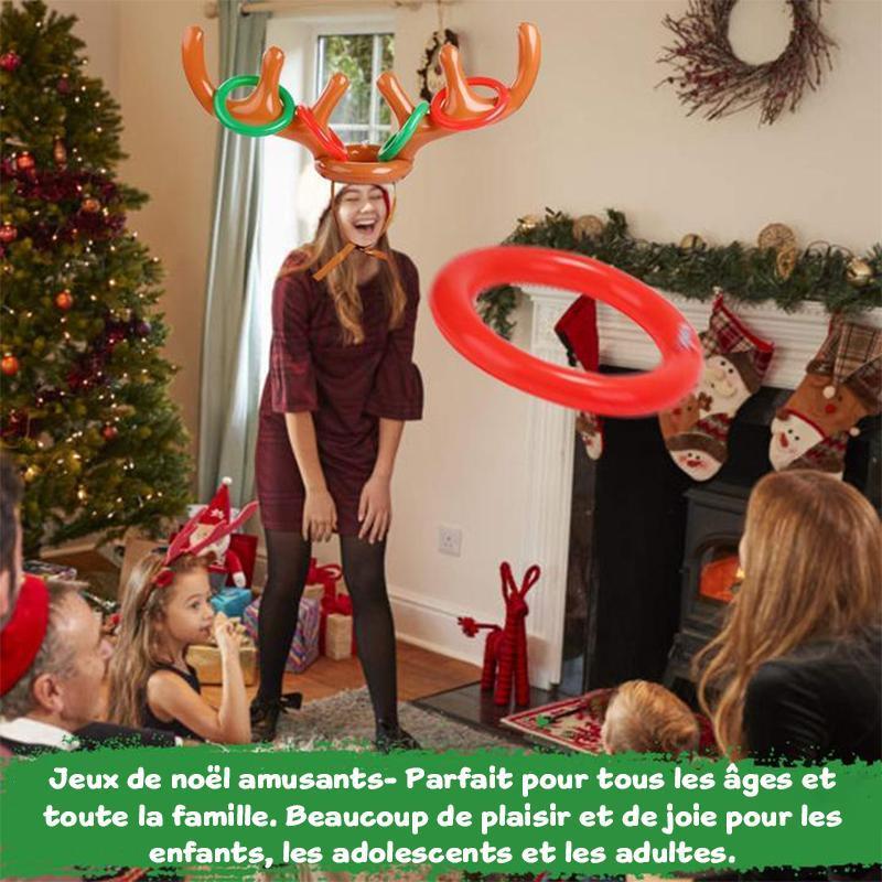 Jeu de Lancer d'Anneaux en Bois de Renne de Noël