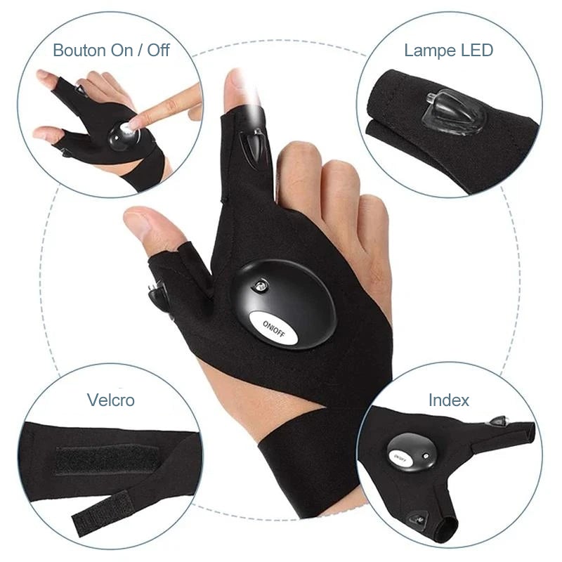 Gants avec Lumières LED Étanches