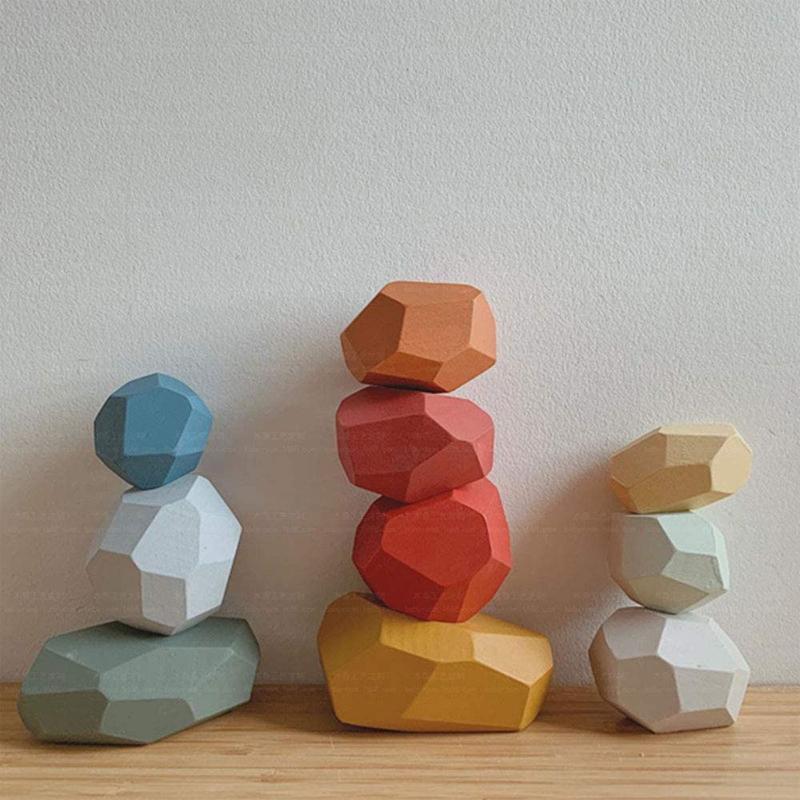 Wood Rock Set Balancing Blocks Jouet en bois naturel