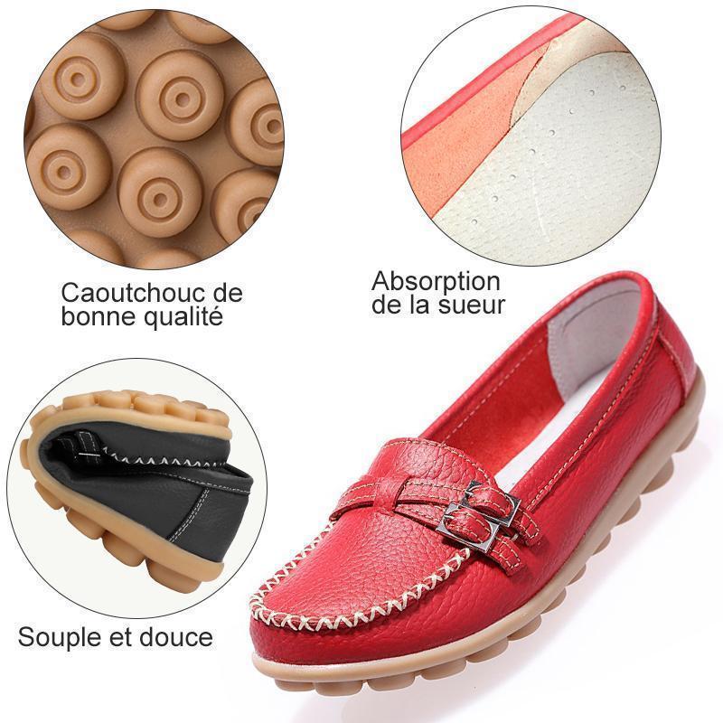 Mocassin Femme en Cuir, Chaussures Femme en Cuir Confortables