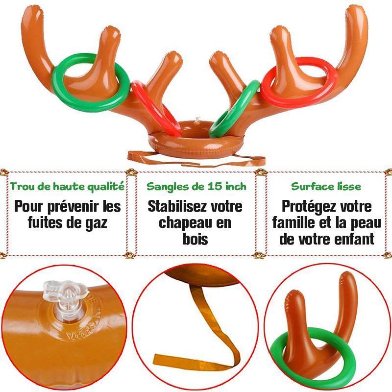 Jeu de Lancer d'Anneaux en Bois de Renne de Noël