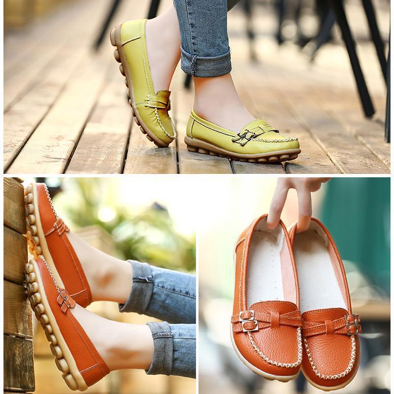 Mocassin Femme en Cuir, Chaussures Femme en Cuir Confortables