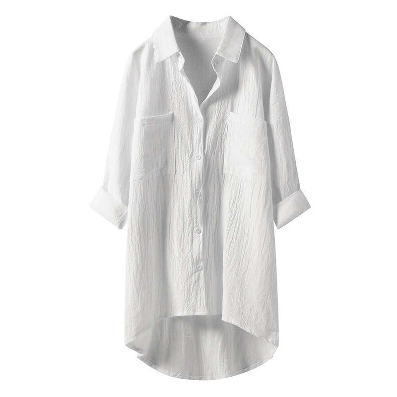 Chemise femme unie en coton lin